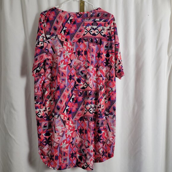 LuLaRoe Tunic Simply Comfortable Medium Pink Purple White Geometric Abstract Top - Picture 10 of 10